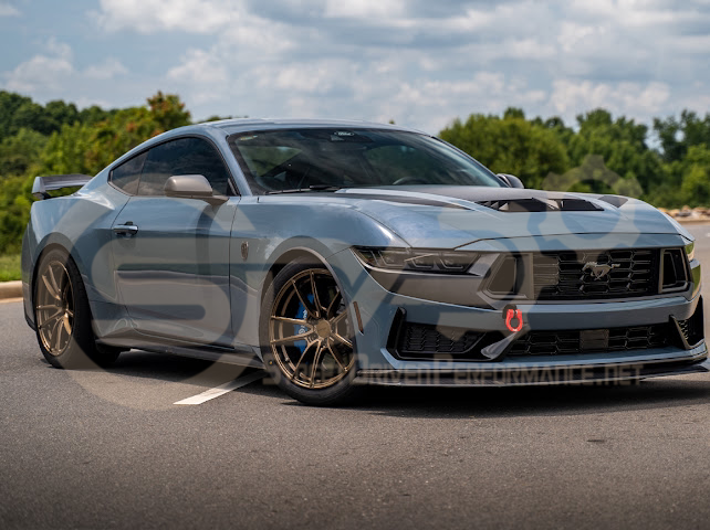 2024-Up Ford Mustang S650 | Dark Horse Factory Style CARBON FIBER Front Bumper Lip Splitter Ground Effects